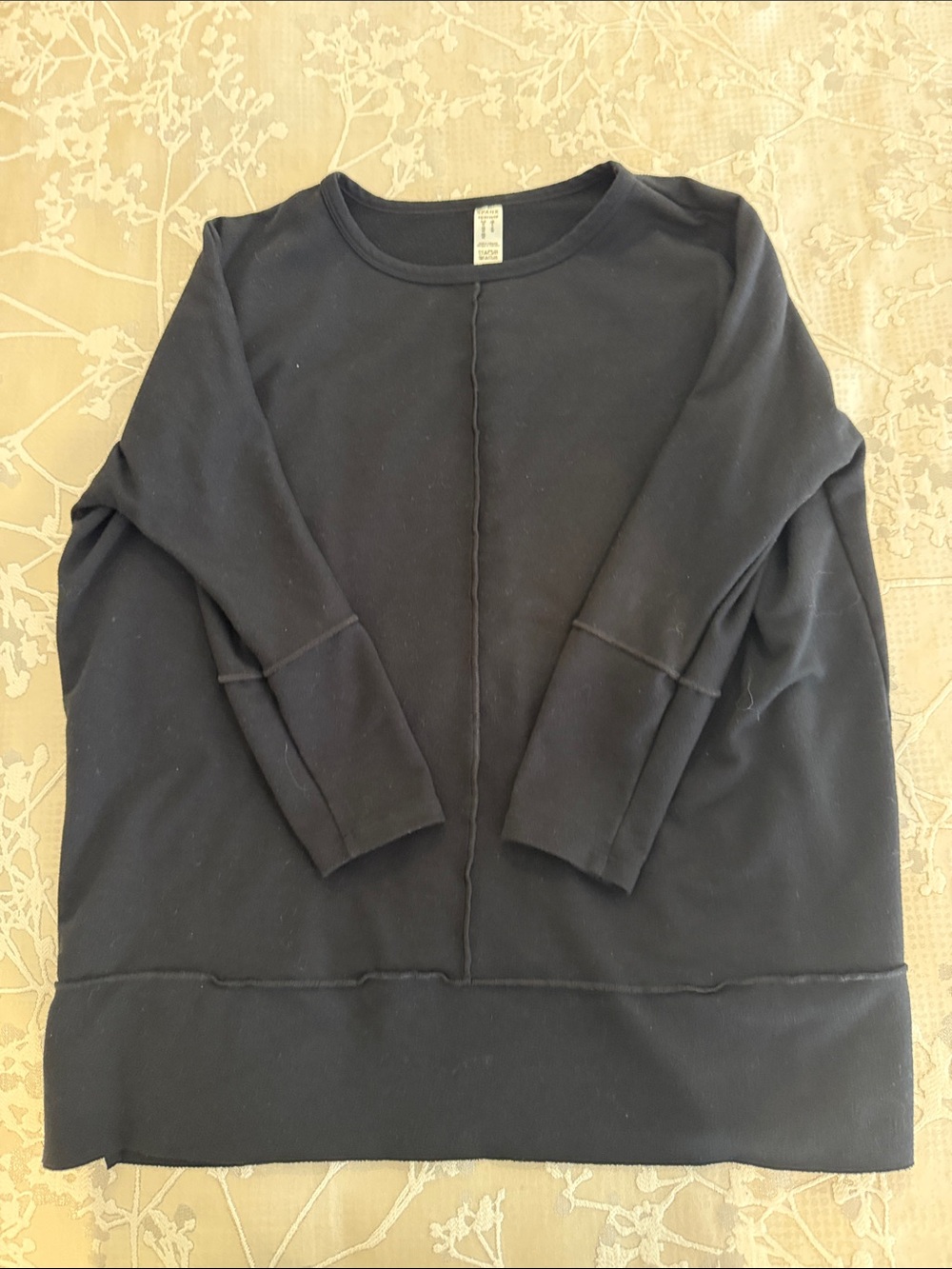 SPANX Navy Scoop Crew Sweatshirt with Center Stitch